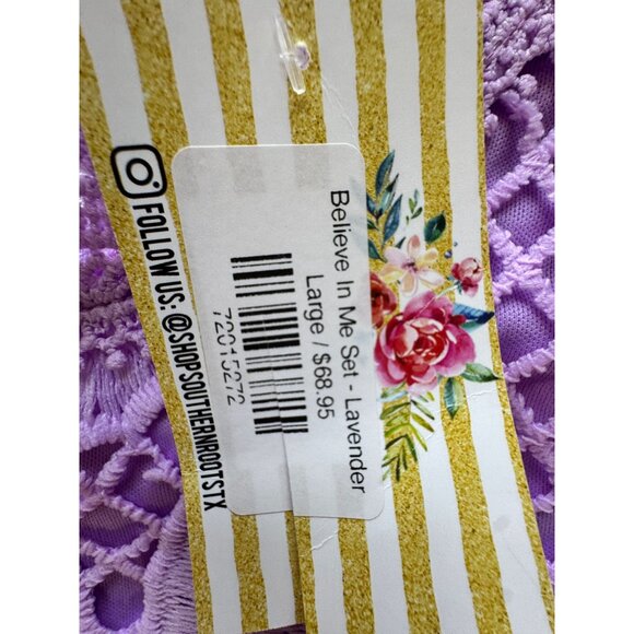 Lavender Lace 2-Piece Set With Back Zipper Top & Shorts NWT ADD CONFDT Size L - Picture 5 of 12